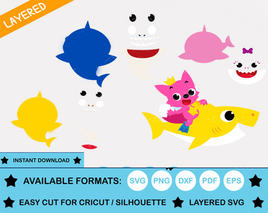 Baby Shark clipart bundle, Baby Shark svg cutting files for Cricut / Silhouette, Baby Shark png, instant download
