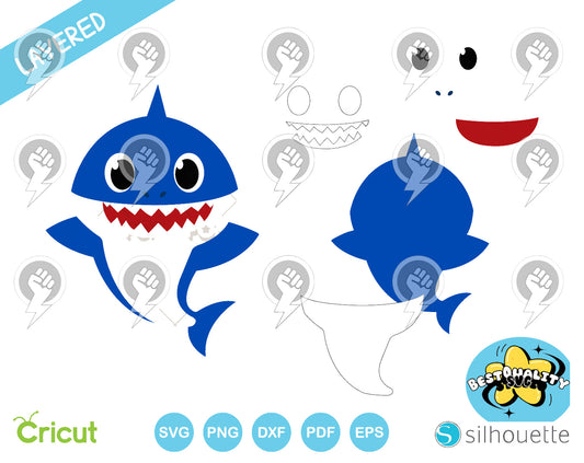 Baby Shark clipart bundle, SVG cut files for Cricut / Silhouette, SVG, PNG, DXF, instant download