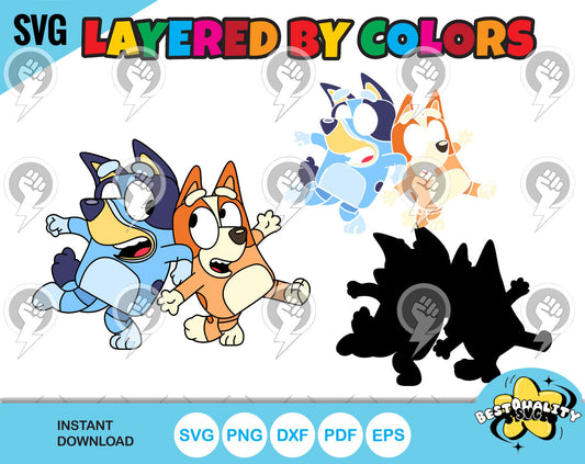 Bluey 100 cliparts set + alphabet, Bluey the dog SVG cut files for Cricut / Silhouette, PNG DXF, instant download