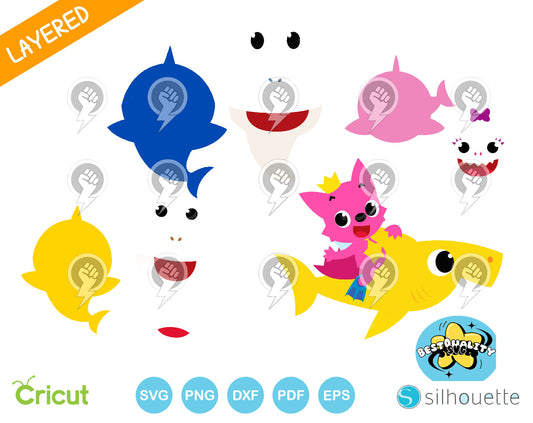 Baby Shark clipart bundle, Baby Shark svg cutting files for Cricut / Silhouette, Baby Shark png, instant download