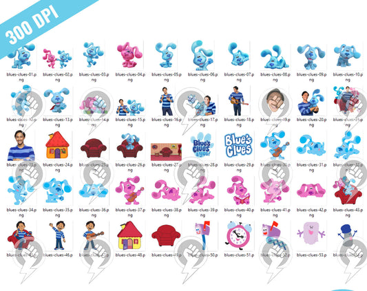 Blue's Clues clipart PNG, Printable png cut for Cricut / Silhouette, Blues Clues digital papers, instant download