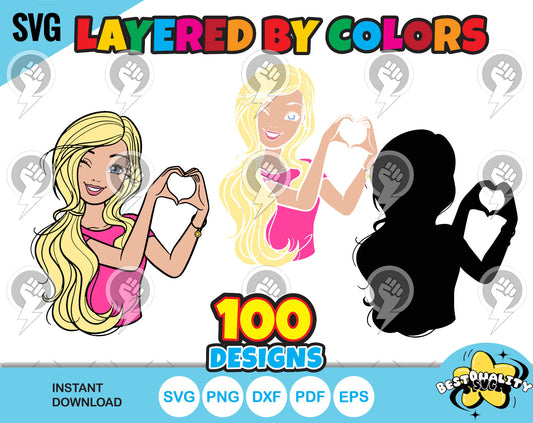 Barbie 100 cliparts bundle + alphabet, Barbie svg cut files for Cricut / Silhouette, Barbie png, dxf, instant download