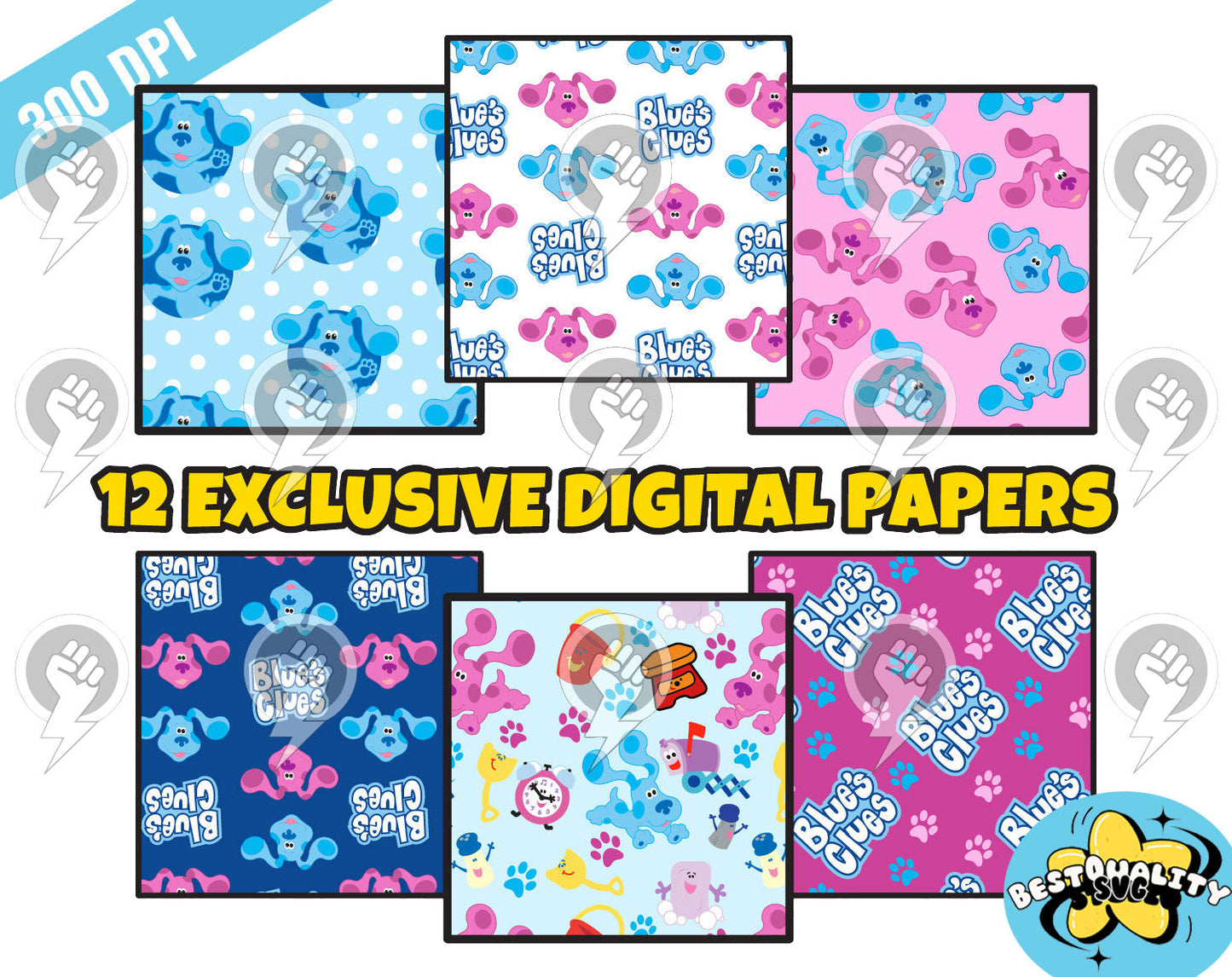 Blue's Clues clipart PNG, Printable png cut for Cricut / Silhouette, Blues Clues digital papers, instant download