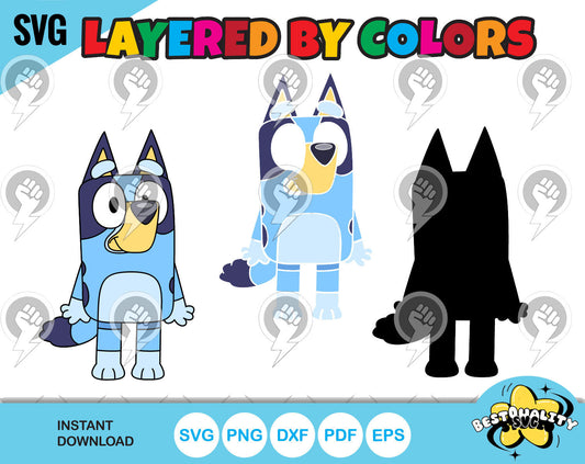 Bluey clipart basic set, Bluey SVG cut files for Cricut / Silhouette, PNG DXF, instant download