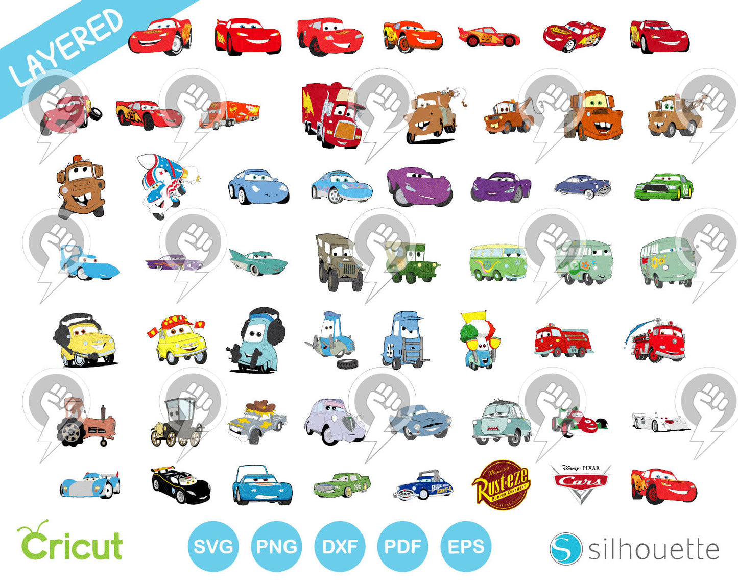 Cars clipart bundle, Disney Cars SVG cut files for Cricut / Silhouette, PNG DXF, instant download
